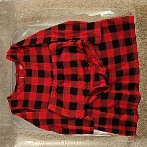Plaid red and black baby girl dress with matching panty bottom, size 12 months